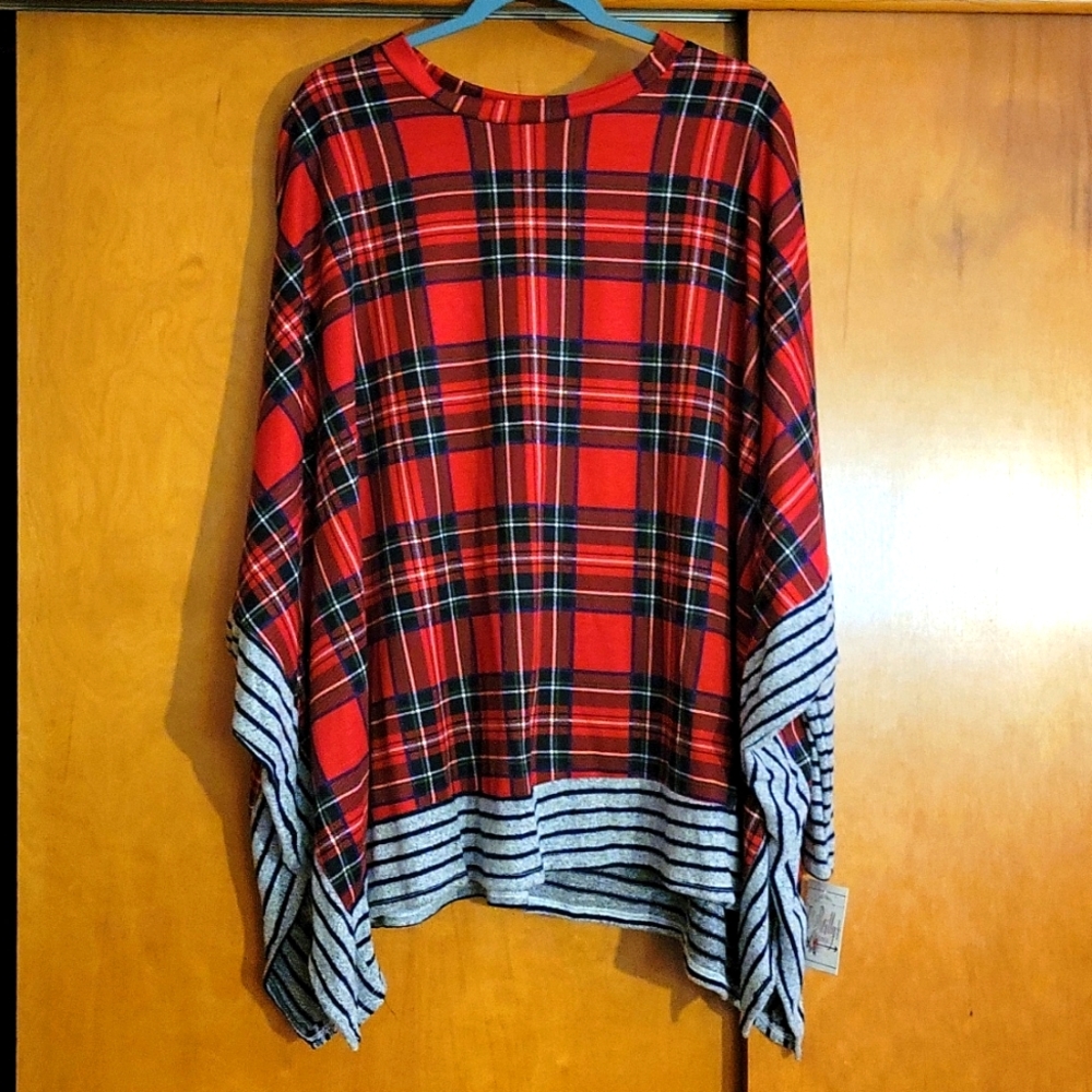 Buffalo Plaid and Grey Poncho